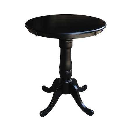 International Concepts Round 30 in Round Top Pedestal Table, 34.9 inH, Black, 30 W, 30 L, 35.1 in H, Wood, Black K46-30RT-6B